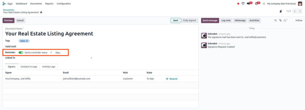 odoo 18 sign reminder signature